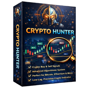 CRYPTO HUNTER Indicator showing cryptocurrency buy and sell trading signals on MetaTrader chart