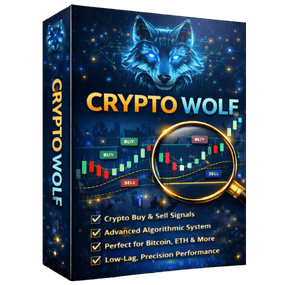 CRYPTO WOLF Indicator showing cryptocurrency buy and sell signals on MetaTrader chart