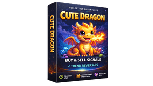 Cute dragon trading indicator MT4 on chart with signals.