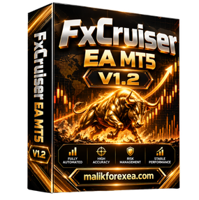 Explore FxCruiser EA MT5 v1.2, its advertised Forex, Gold and index trading features, MT5 installation, risk settings,