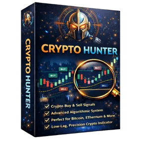 CRYPTO HUNTER Indicator showing cryptocurrency buy and sell trading signals on MetaTrader chart
